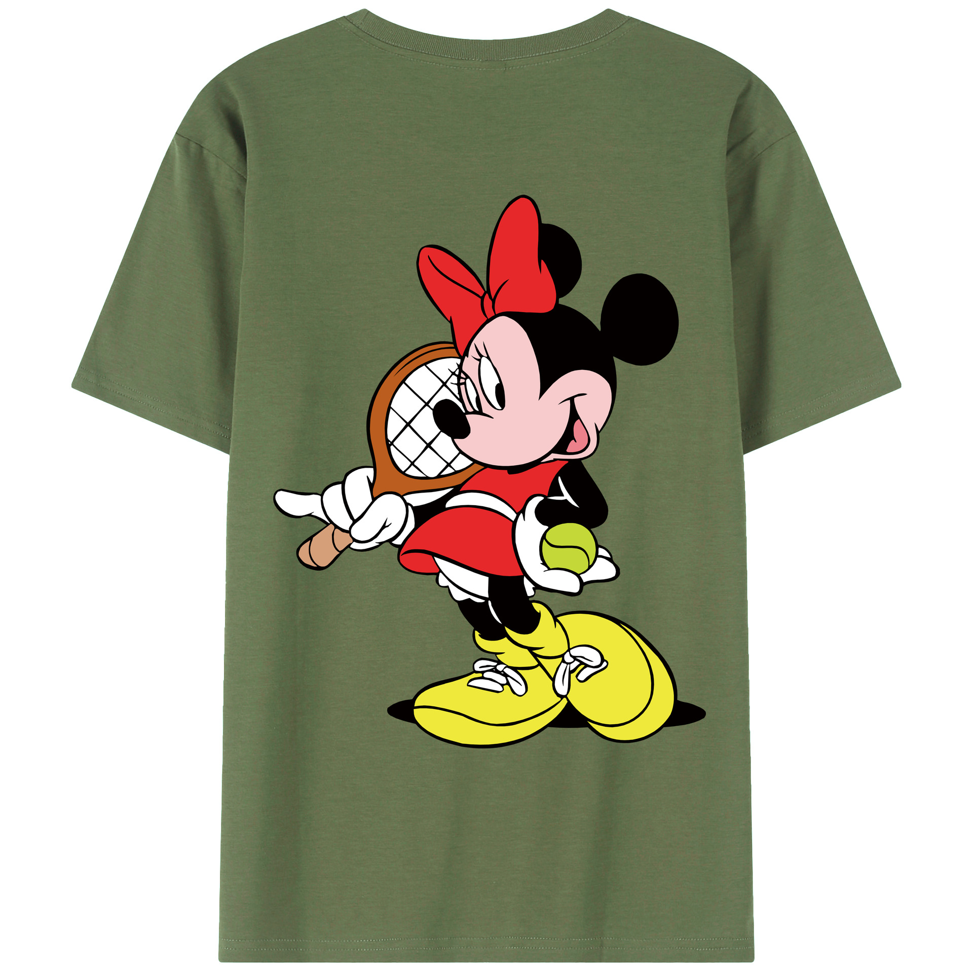 ミッキーマウス Mickey Mouse 綿100％ メンズ半袖Tシャツ（バックプリント） 通気性